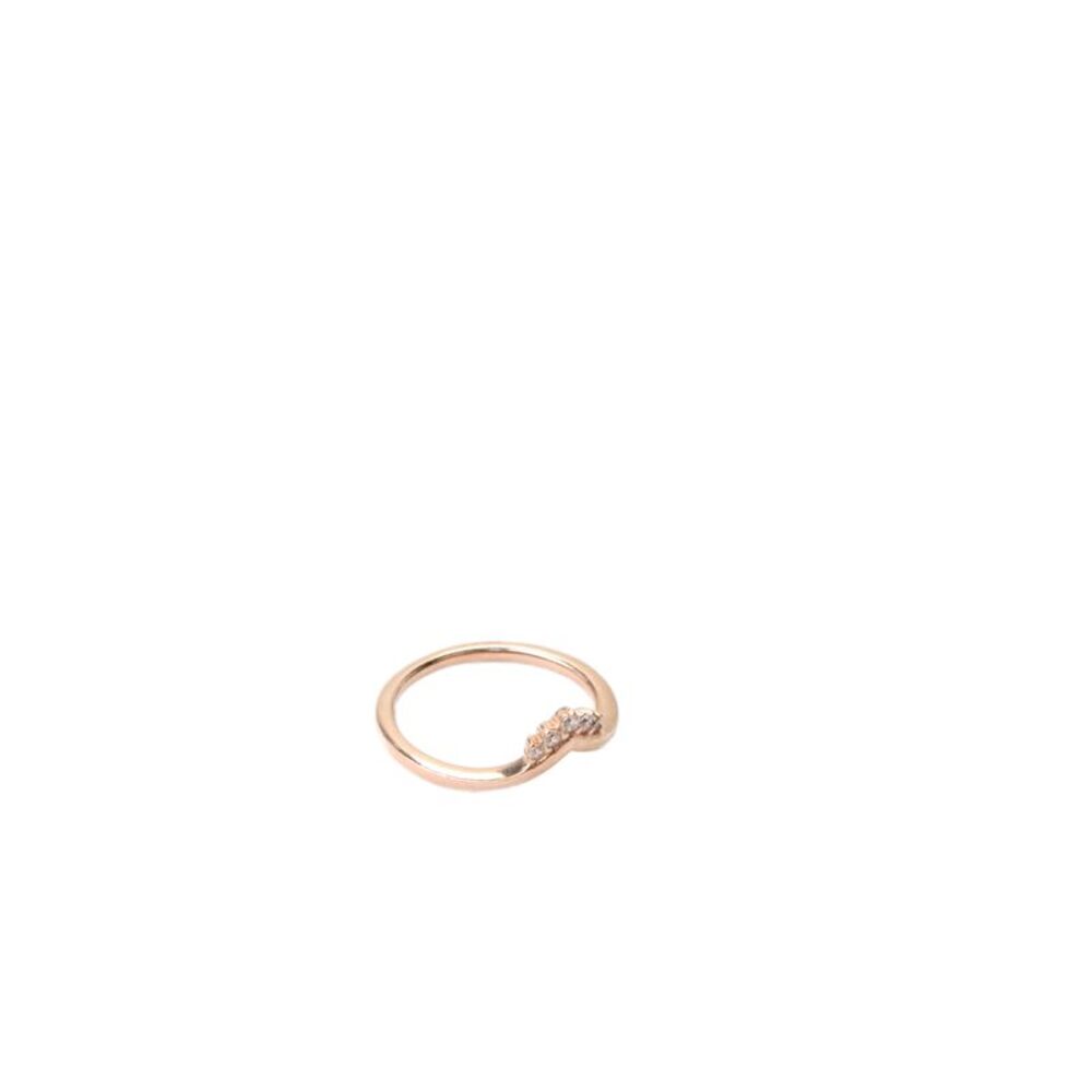 Pandora Womens Rose Gold Tone Cubic Zirconia Tiara Wishbone Ring Sz 5.5